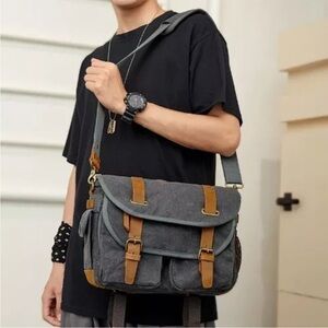 Brand New Retro Camera Bag Photography Canvas Shoulder Sling Case Vintage Gray